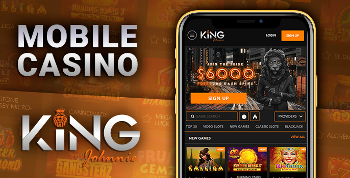 King Johnnie Casino mobile app - play casino games via phone
